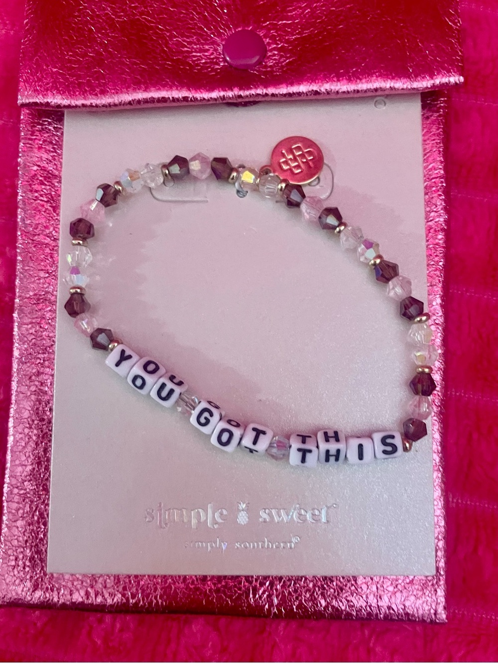 Simply Southern  'You Got This' purple Beaded Stretch Bracelet